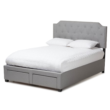 Baxton Studio Aubrianne Modern Grey Upholstered Queen Storage Bed 143-8055